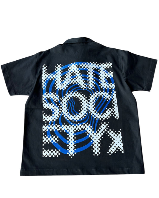 HATESOCIETY “HUSTLE” HALF-ZIP WORK SHIRT BLUE