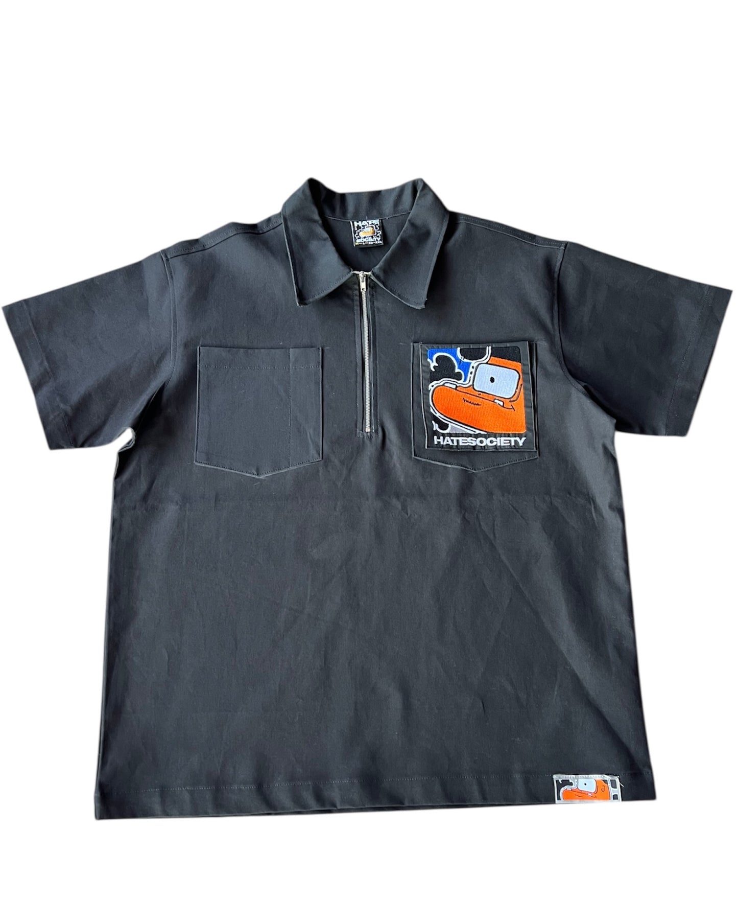 HATESOCIETY “HUSTLE” HALF-ZIP WORK SHIRT BLUE