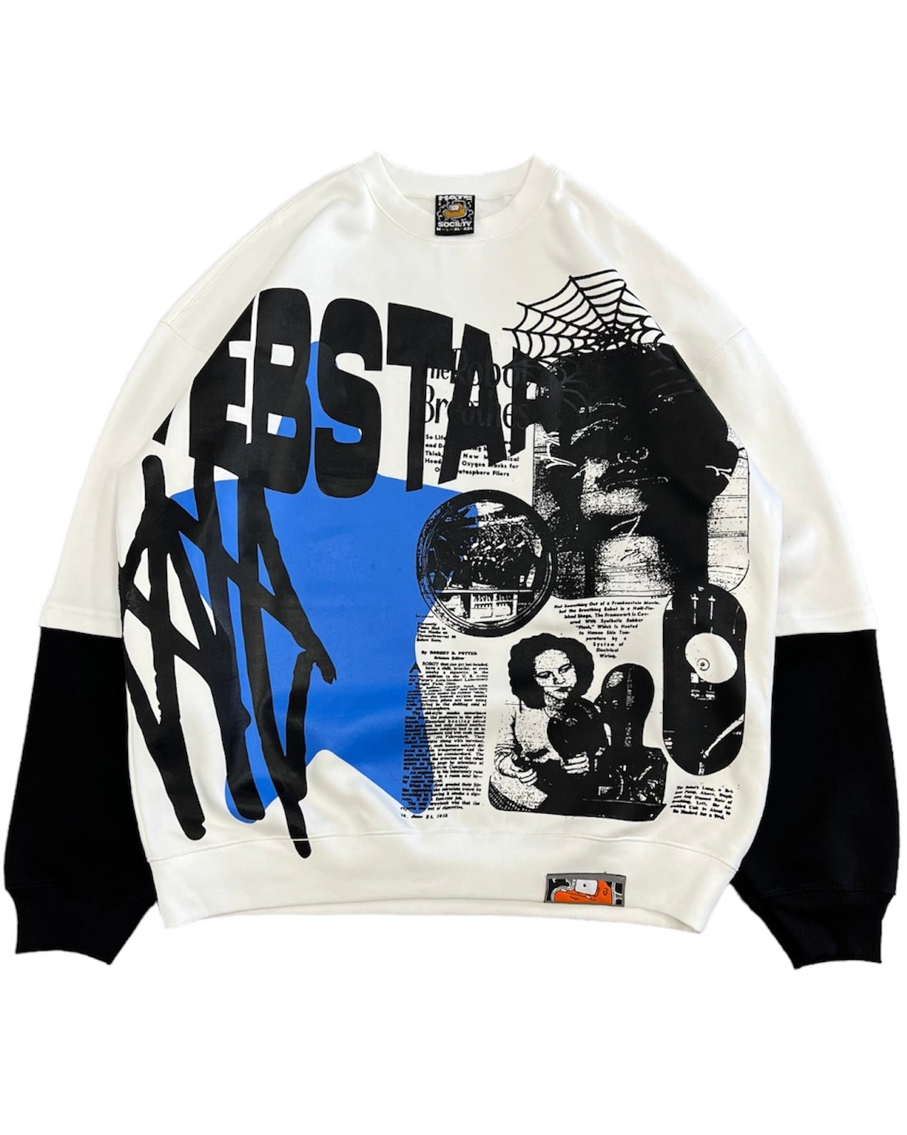 WEBSTAR ROBOT DOUBLE SLEEVE CREWNECK BLUE