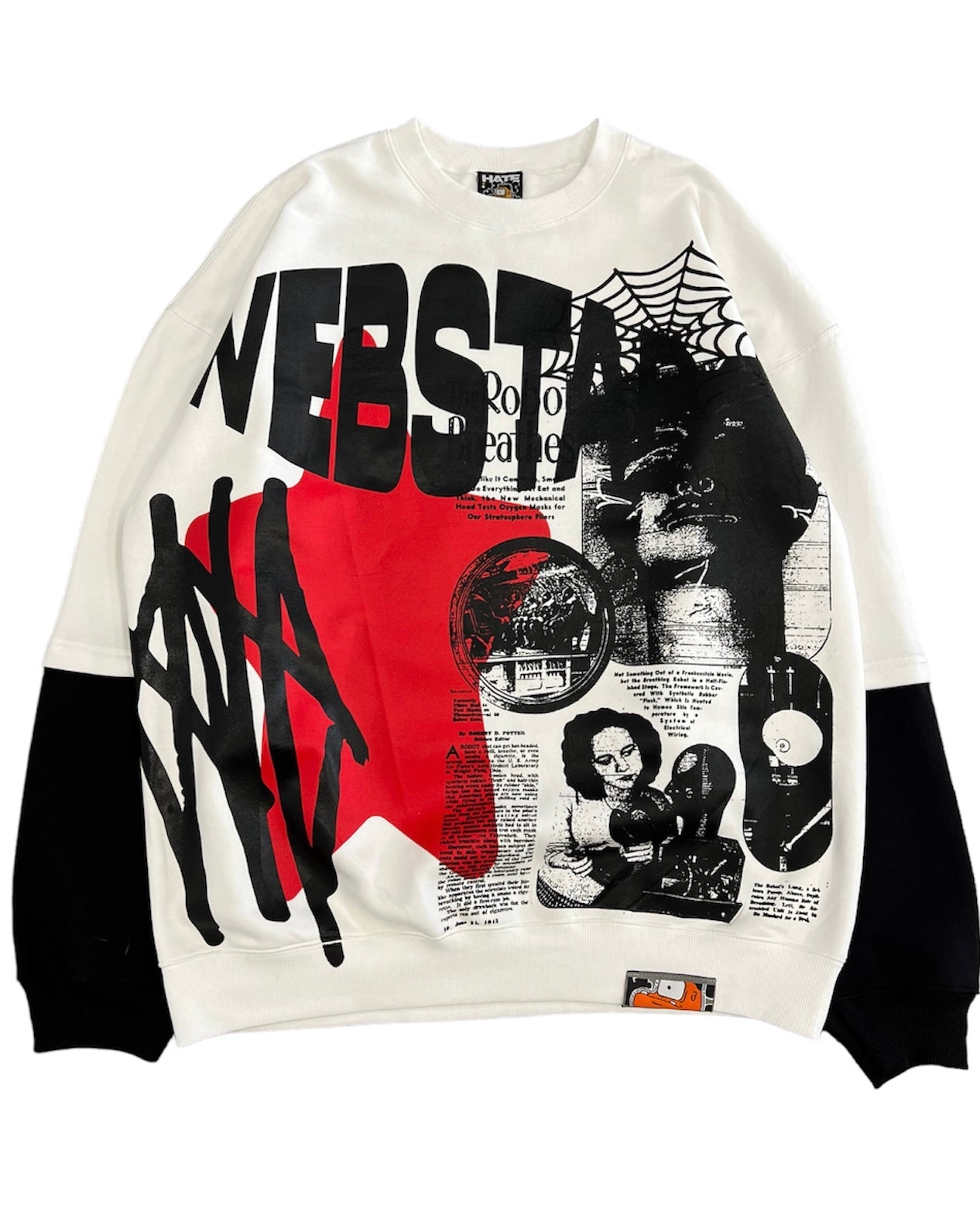 WEBSTAR ROBOT DOUBLE SLEEVE CREWNECK RED